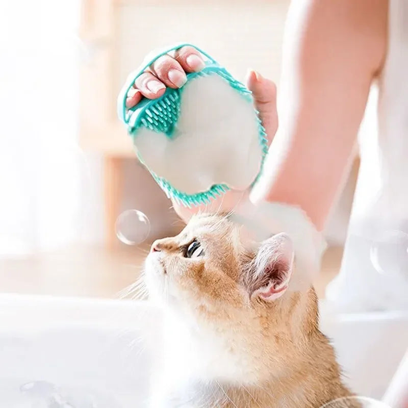 Pet Bath Brush with Hook Soft Silicone Scrub Brush