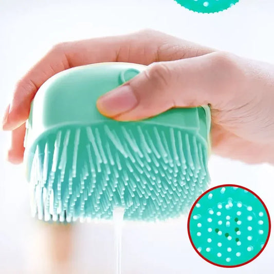 Pet Bath Brush with Hook Soft Silicone Scrub Brush