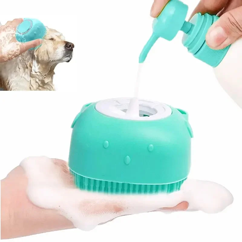 Pet Bath Brush with Hook Soft Silicone Scrub Brush