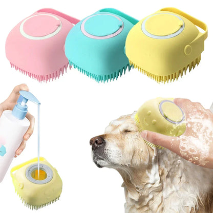 Pet Bath Brush with Hook Soft Silicone Scrub Brush