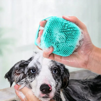 Pet Bath Brush with Hook Soft Silicone Scrub Brush