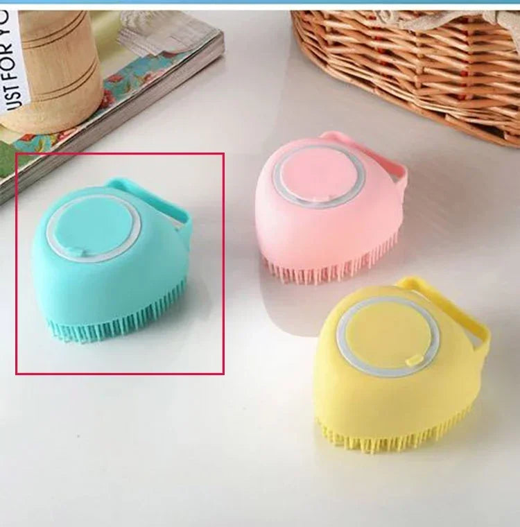 Pet Bath Brush with Hook Soft Silicone Scrub Brush