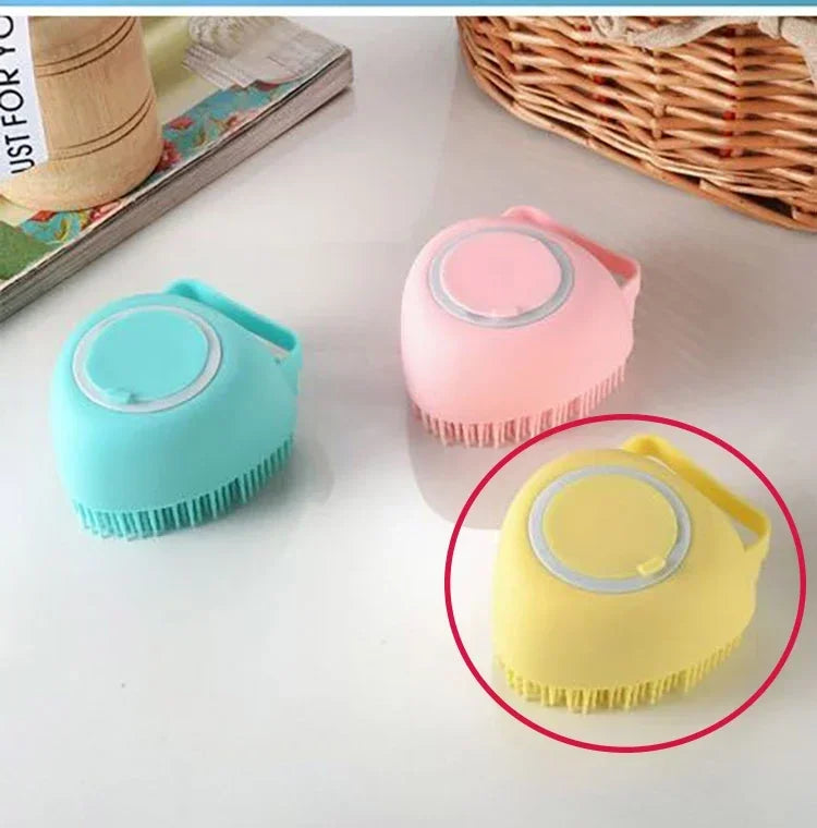 Pet Bath Brush with Hook Soft Silicone Scrub Brush